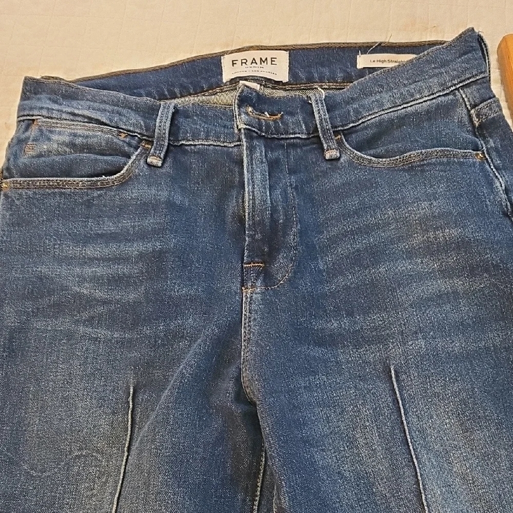 Frame Le High Rise Straight Womens Size 26 Stretch Denim Front Detailing